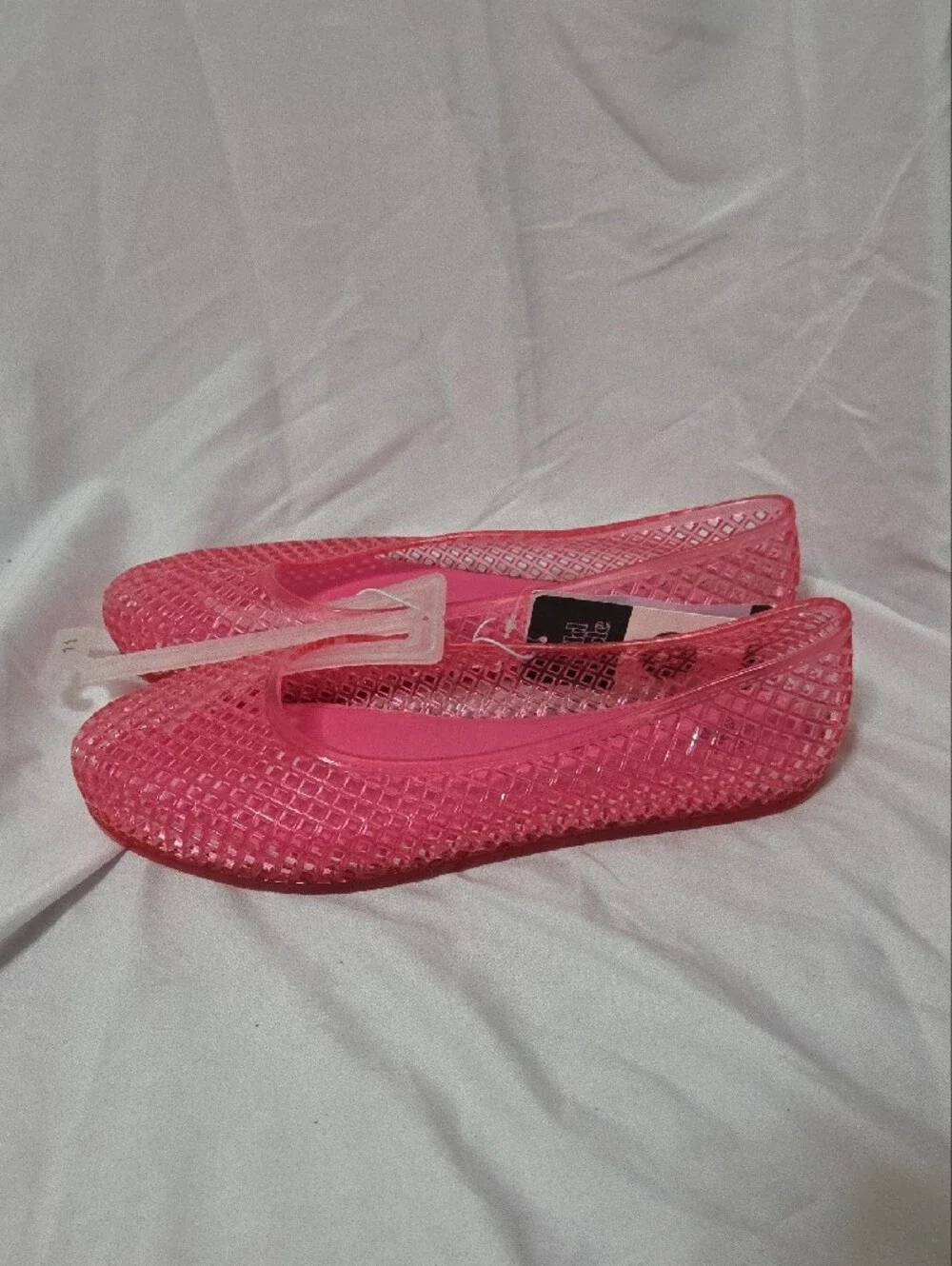Pink Jelly Shoes Woven Flats, Size 11, Memory Foam Insoles, New w/Tags Attached